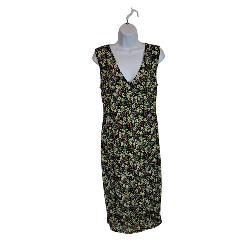AFRM Womens Dress Size L Green Ariana Floral Bodycon Sleeveless Knee-length